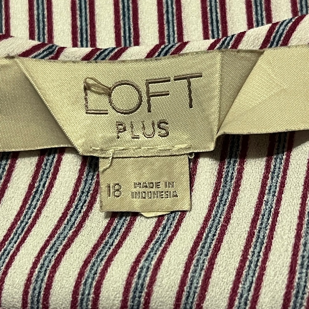 Loft Plus Blouse Pin Stripes Size 18 Keyhole Back - Picture 6 of 16